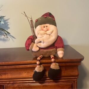 Festive Shelf Sitting Santa Plush Decoration - Red and Green